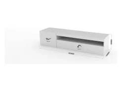 Dmora Móvel de TV Roberto, Aparador baixo de sala com 2 portas, Base de móvel de televisão, 100% Fabricado na Itália, 150x40h37 cm, brilhante^ Móvel De Tv
