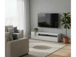 Dmora Móvel de TV Roberto, Aparador baixo de sala com 2 portas, Base de móvel de televisão, 100% Fabricado na Itália, 150x40h37 cm, brilhante^ Móvel De Tv