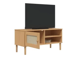 Online vidaxl Móvel de TV SENJA aspeto vime 106x40x49cm pinho maciço castanho Natural claro