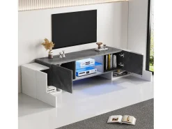 Merax Móvel de TV simples - 180 x 40 x 46,5 cm - com 4 portas - adequado para TVs de 60/65/70 polegadas - MDF - cinza +^ Móvel De Tv