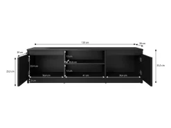 Móvel De Tv| Móvel de TV simples 120 cm com LED, para televisor, 2 armários e prateleiras, castanheiro Natural escuro