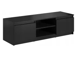 Móvel de TV simples 120 cm, para televisor, 2 armários e prateleiras, estrutura preta, frentes mate^ Móvel De Tv