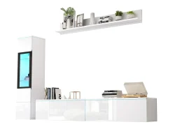 Merax Móvel de TV suspenso + conjunto de vitrine de sala - LEDs - Aglomerado - brilhante^ Móvel De Tv