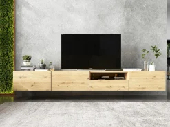 Móvel De Tv* Móvel de TV suspenso com 2 portas - corpo Carvalho artesanal mate, frentes Carvalho artesanal mate - 120 cm Castanho