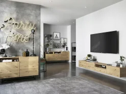 Móvel De Tv* Móvel de TV suspenso com 2 portas - corpo Carvalho artesanal mate, frentes Carvalho artesanal mate - 120 cm Castanho