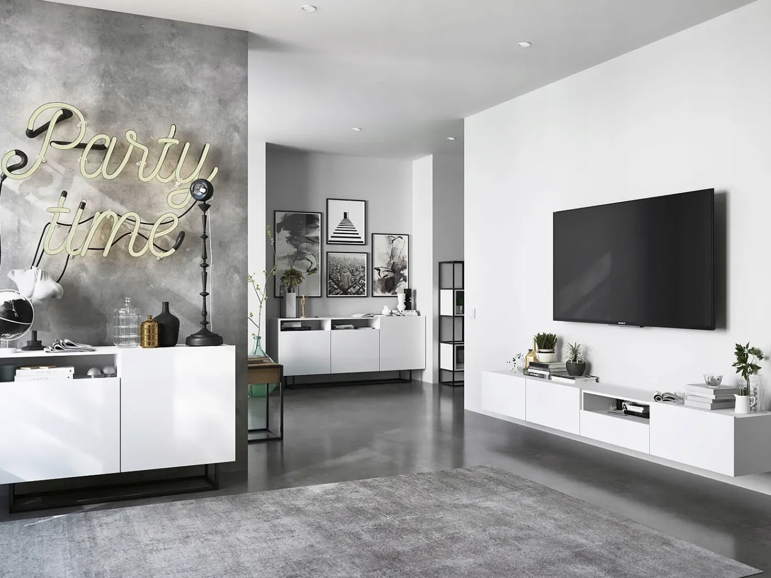 Outlet Móvel de TV suspenso com 2 portas - corpo fosco, frentes fosco - 120 cm Branco