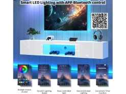 Merax Móvel de TV suspenso com 2 portas e compartimento aberto - 160 x 31 x 22 cm - LEDs - Aglomerado - brilhante^ Móvel De Tv