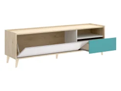 Móvel De Tv|Dmora Móvel de TV Tamaro, Aparador baixo da sala, Aparador da sala para televisão, 155x43h47 cm, Carvalho e Branco Castanho