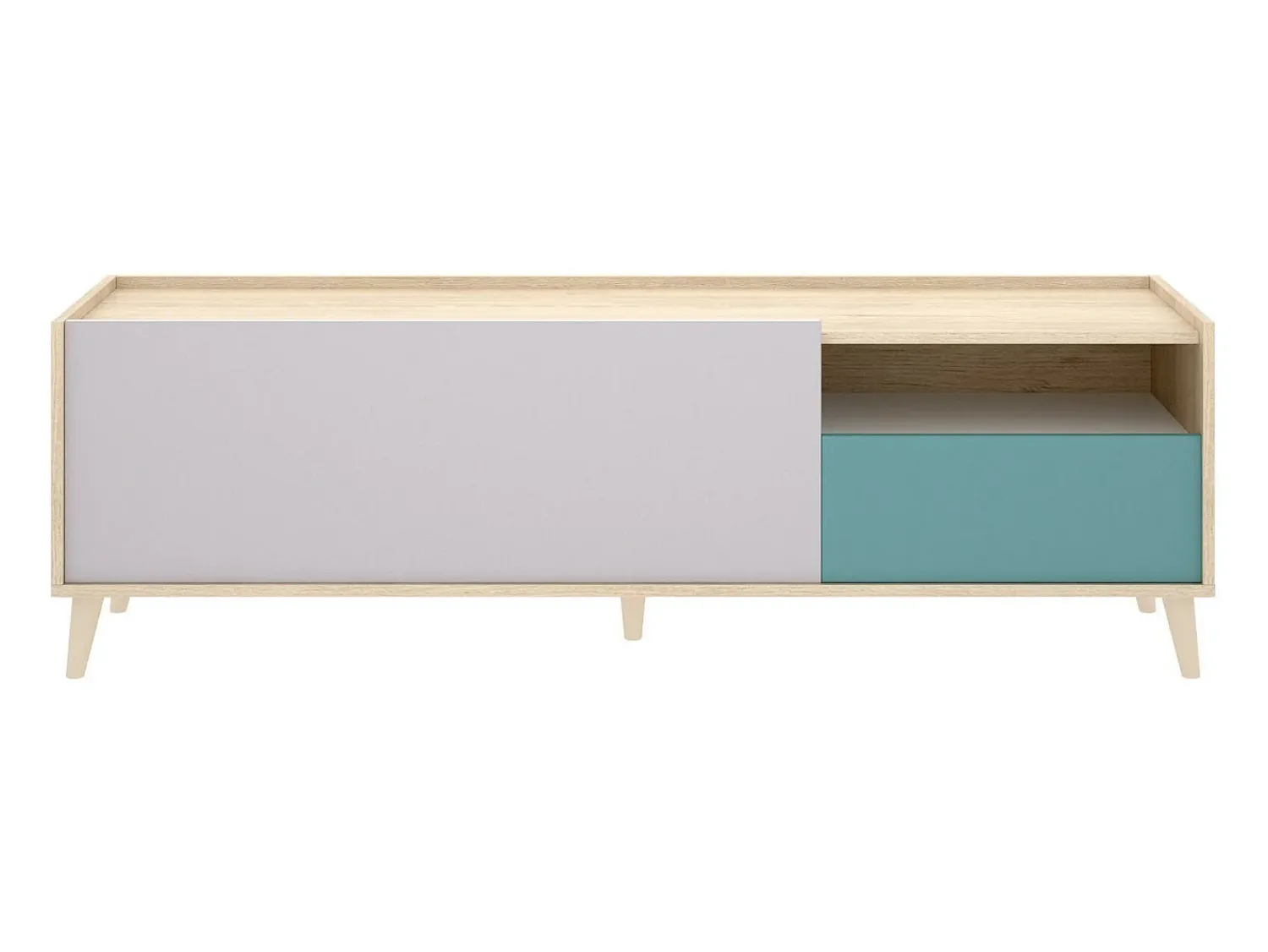 Móvel De Tv|Dmora Móvel de TV Tamaro, Aparador baixo da sala, Aparador da sala para televisão, 155x43h47 cm, Carvalho e Branco Castanho