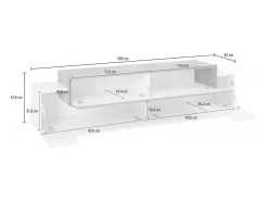 Dmora Móvel de TV Teo, Aparador baixo de sala, Base de móvel de televisão, 100% Fabricado em Itália, 200x45h52 cm, brilhante e ardósia^ Móvel De Tv