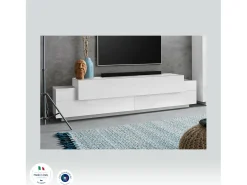 Móvel De Tv*Dmora Móvel de TV Teo, aparador baixo da sala, base de móvel de TV, 100% Fabricado na Itália, 200x45h52 cm, brilhante Branco