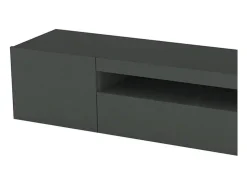 Dmora Móvel de TV Turi, Aparador baixo de sala, Base de móvel de televisão, 100% Fabricado em Itália, 150x40h37 cm, Antracite brilhante, com luz LED^ Móvel De Tv