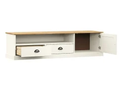 Discount Móvel de TV VIGO 156x40x40 cm madeira de pinho maciça PT886923 Branco