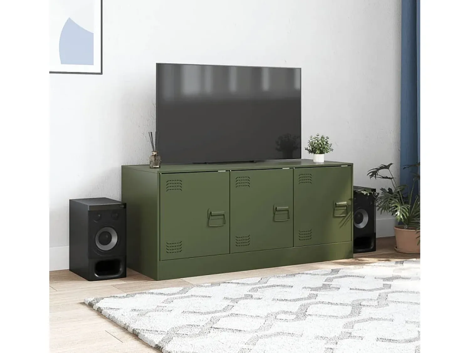 Hot Móvel de TV 99x39x44 aço azeitona PT389205 Verde