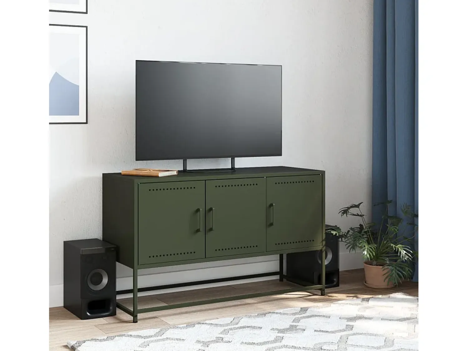 Móvel De Tv* Móvel de TV 100,5x39x60,5 aço azeitona PT357450 Verde