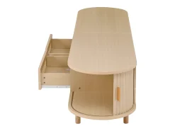 New ModernLuxe Móvel de TV 170x40x40 cm - com 2 gavetas de rattan - 2 portas corrediças - MDF - Natural Natural claro