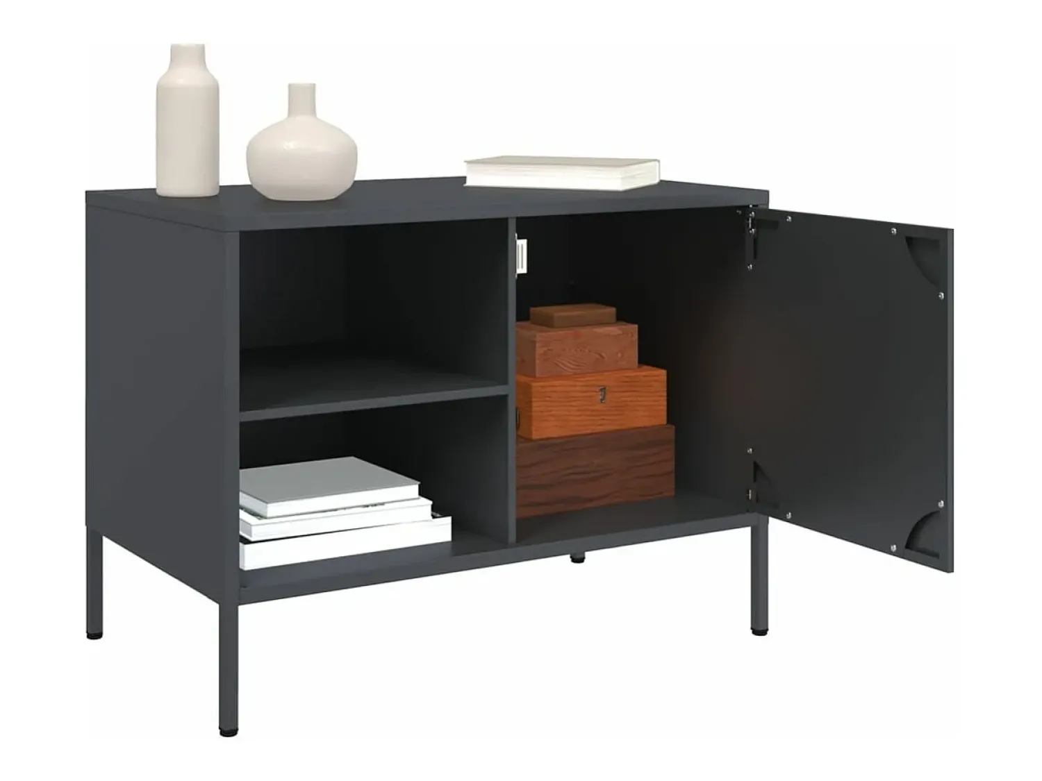 Móvel De Tv| Móvel de TV 68x39x50,5 cm aço antracite PT707316 Cinza antracite