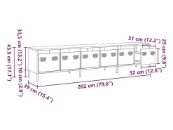 Móvel De Tv|vidaxl Móvel de TV 202x39x43,5 cm aço laminado a frio mostarda Amarelo