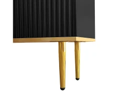 Móvel De Tv* Móvel de TV 165x36x55 cm com armazenamento, 2 portas e 2 gavetas, Móvel de TV baixo, Pés dourados, Preto
