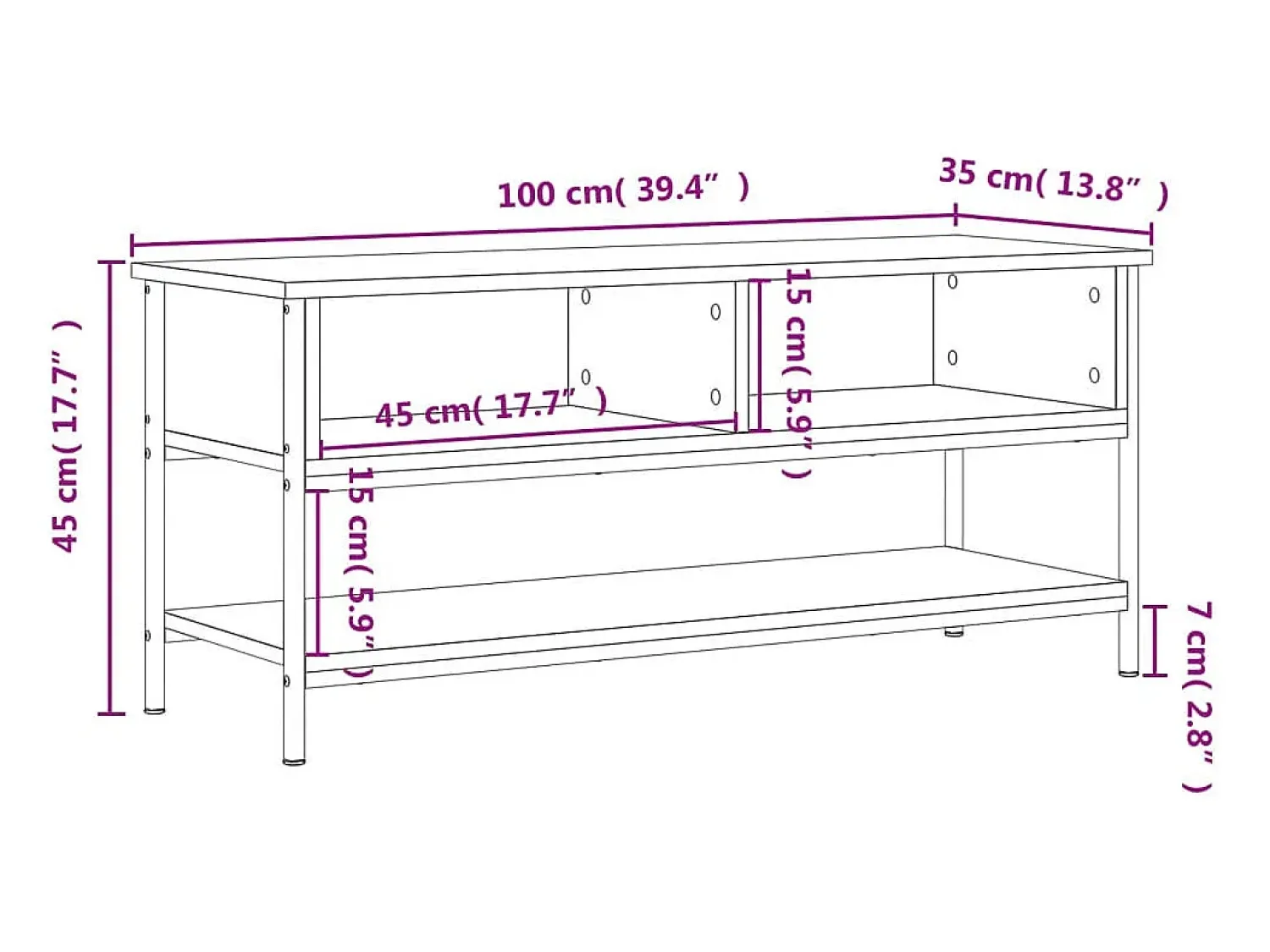Móvel De Tv*vidaxl Móvel de TV 100x35x45 cm derivados de madeira sonoma Cinzento