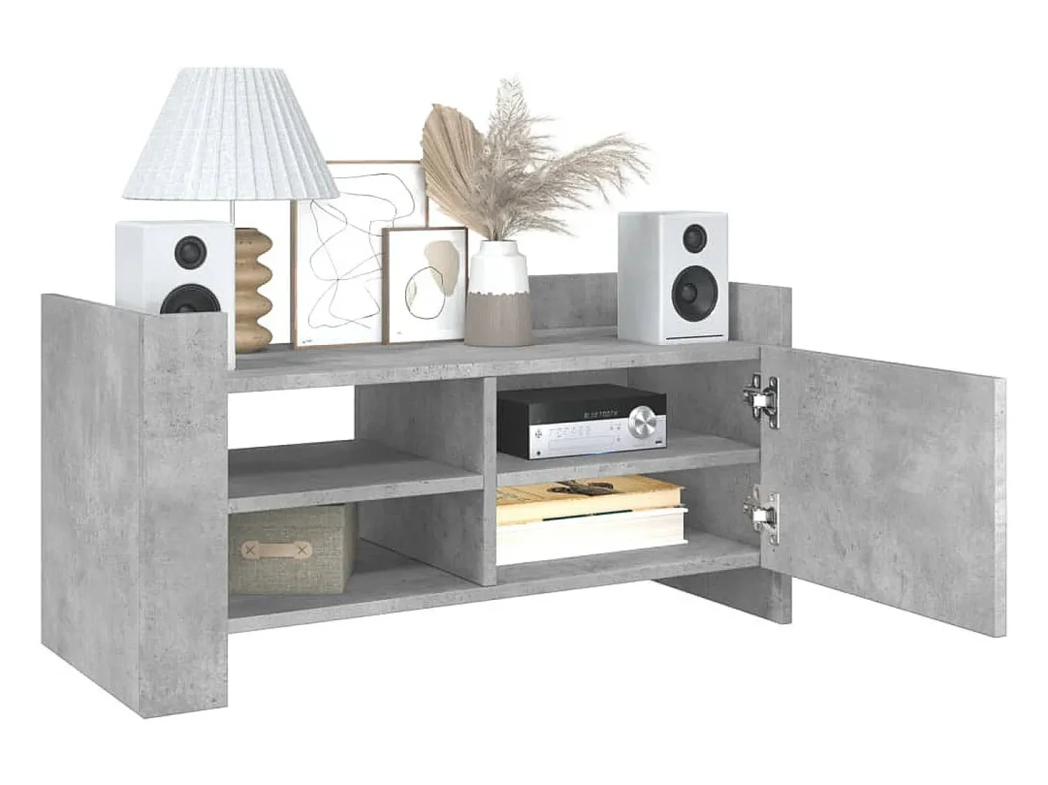 Móvel De Tv| Móvel de TV 80x35x40 cm derivados de madeira cinza-cimento PT218181 Cinzento