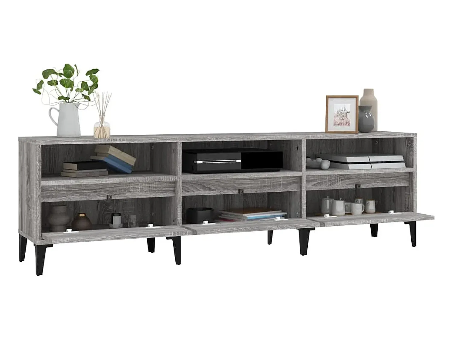 Móvel De Tv| Móvel de TV 150x30x44,5 cm derivados de madeira sonoma PT358111 Cinzento
