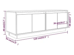 Móvel De Tv*vidaxl Móvel de TV 110x34x40 cm madeira de pinho maciça Branco