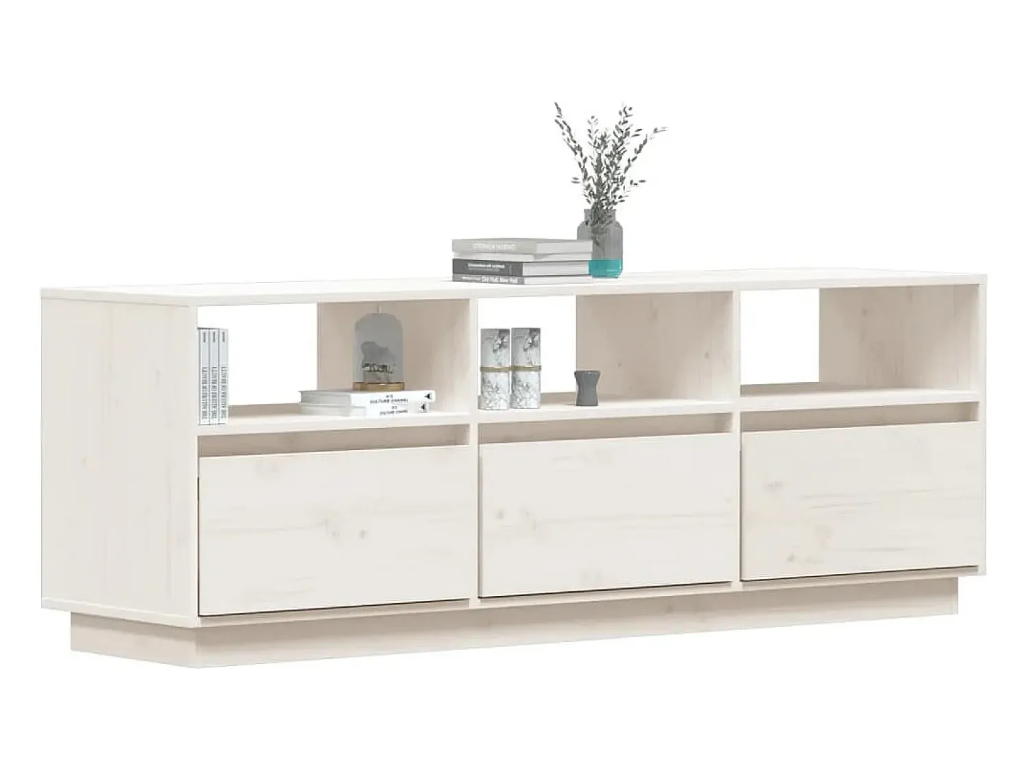 Móvel De Tv* Móvel de TV 140x37x50 cm madeira de pinho maciça PT146258 Branco