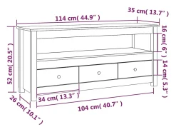 Móvel De Tv*vidaxl Móvel de TV 114x35x52 cm madeira de pinho maciça Branco