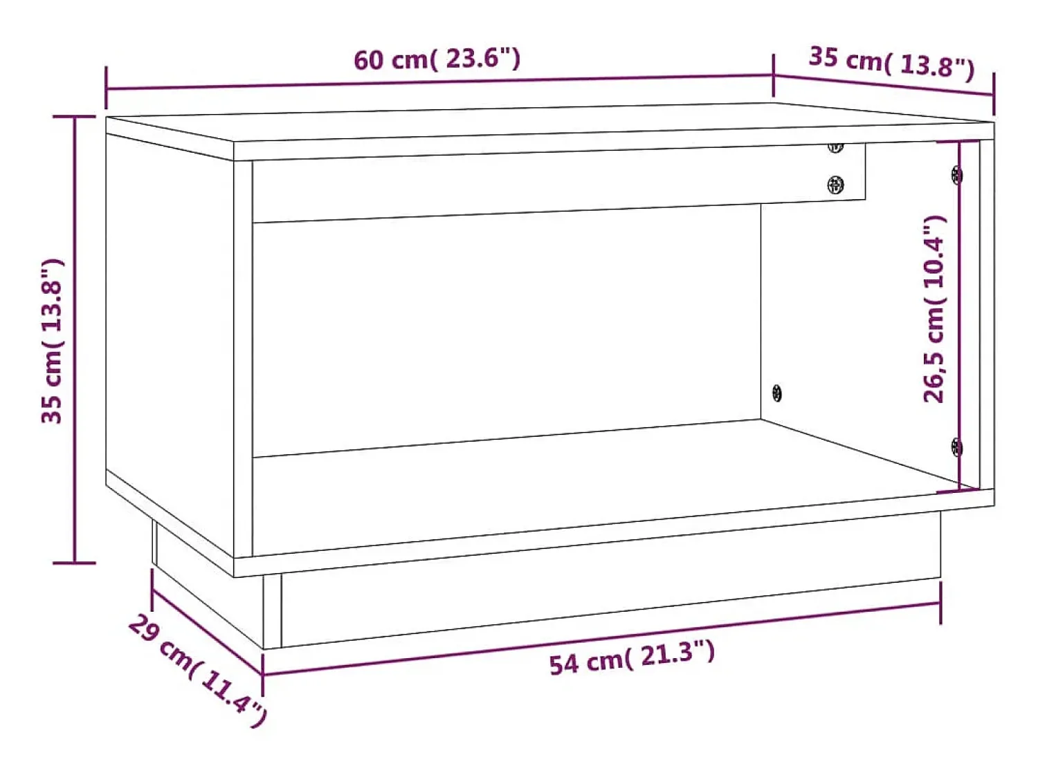 Discount vidaxl Móvel de TV 60x35x35 cm madeira de pinho maciça mel Castanho