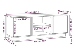 Móvel De Tv*vidaxl Móvel de TV 110x35x40,5 cm madeira de pinho maciça Cinzento