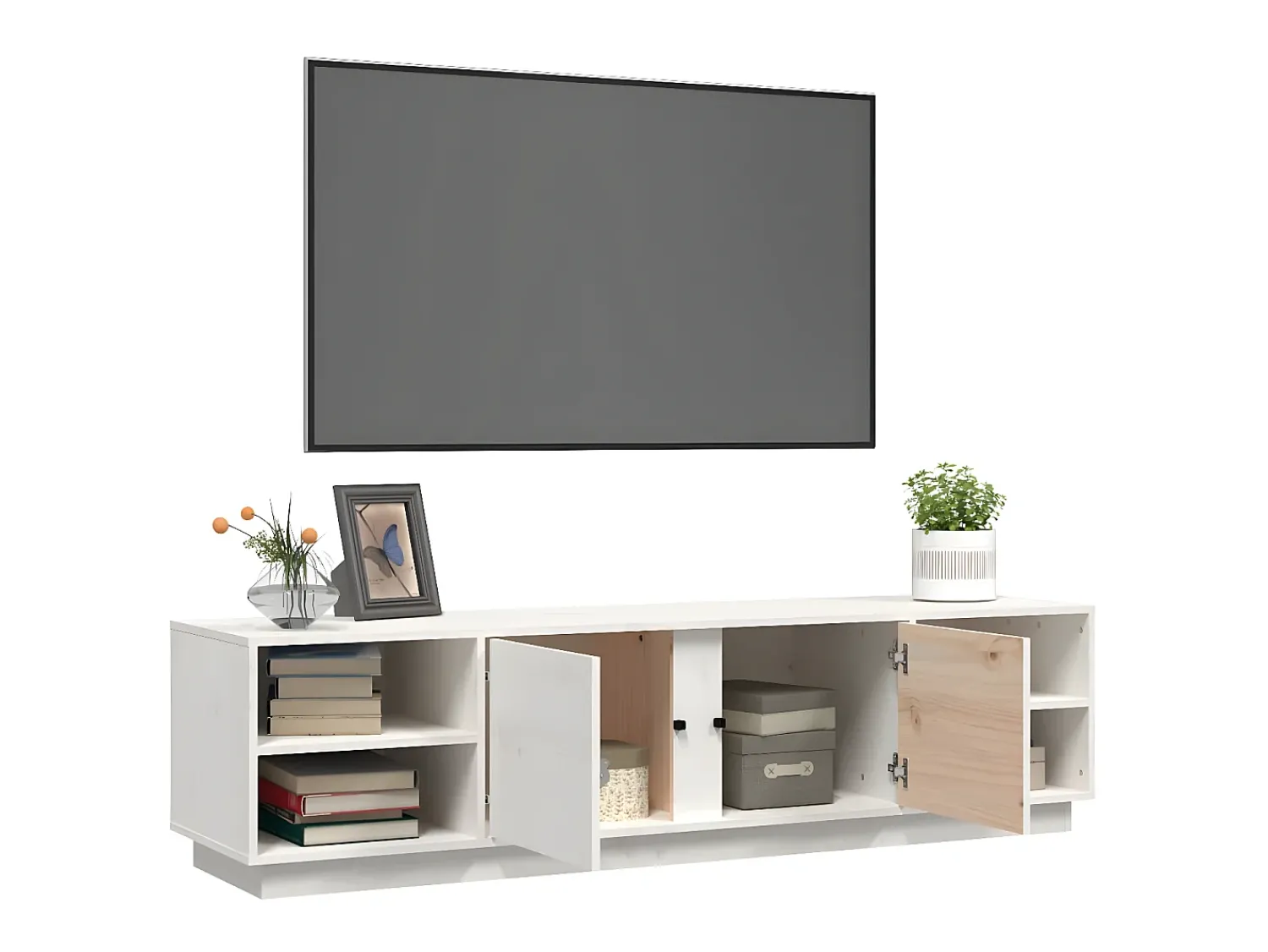 Móvel de TV 156x40x40 cm madeira de pinho maciça PT757471^ Móvel De Tv
