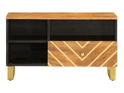 Móvel de TV 80x33,5x46 cm mangueira maciça e preto PT621512 Castanho