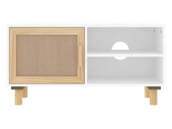 Móvel De Tv|vidaxl Móvel de TV 80x30x40 cm pinho maciço/vime natural Branco