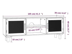 Móvel De Tv*vidaxl Móvel de TV 105x30x40 cm pinho maciço/vime natural Branco