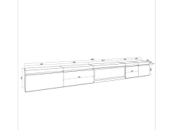 Skraut Home Móvel de TV, 368x35x45, Lareira eléctrica XXL, Carvalho^ Móvel De Tv