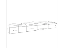 Móvel De Tv|Skraut Home Móvel de TV, 368x35x45, Lareira eléctrica XXL, Suspensos, Carvalho Bege