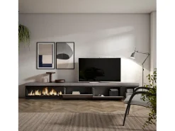 Móvel De Tv|Skraut Home Móvel de TV, 317x35x45cm, Lareira eléctrica XXL, Cimento Cinzento