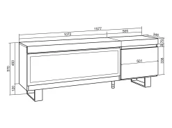 Skraut Home Móvel de TV, 158x35x57cm, Para televisores até 65", Lareira eléctrica XXL, Design industrial,^ Móvel De Tv