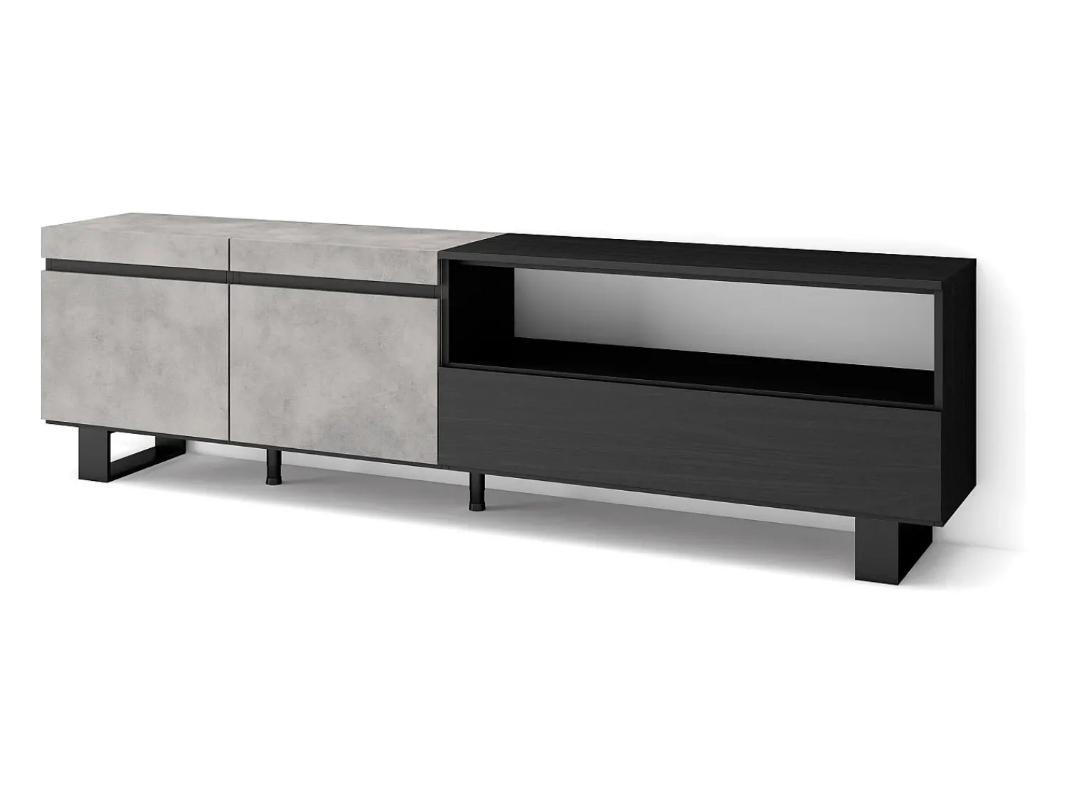 Hot Skraut Home Móvel de TV, 200x35x57cm, Para televisores até 80", Design industrial, Cimento Cinzento