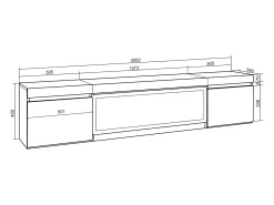 Móvel De Tv*Skraut Home Móvel de TV, 208x35x45cm, Para televisores até 80