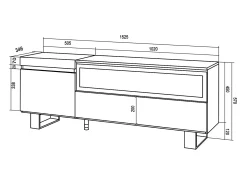 Móvel De Tv*Skraut Home Móvel de TV, 150x35x57cm, Para televisores até 65", Lareira eléctrica, Design industrial, e preto Branco