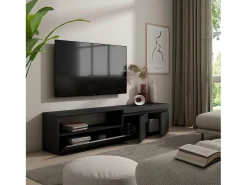 New Skraut Home Móvel de TV, 200x35x45cm, Para televisores até 80", Estante para TV, Preto
