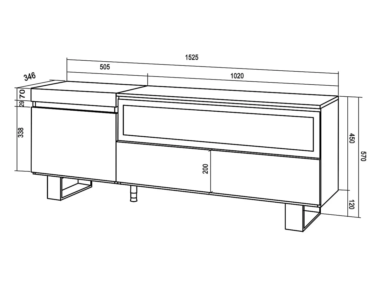 Discount Skraut Home Móvel de TV, 150x35x57cm, Para televisores até 65", Lareira eléctrica, Design industrial, Cimento Cinzento