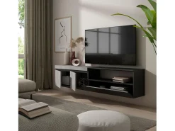 Móvel De Tv|Skraut Home Móvel de TV, 200x35x45cm, Para televisores até 80", Suspensos, Cimento Cinzento
