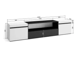 Discount Skraut Home Móvel de TV, 200x45x35cm, Para televisores até 80", Estante para TV, e preto Branco