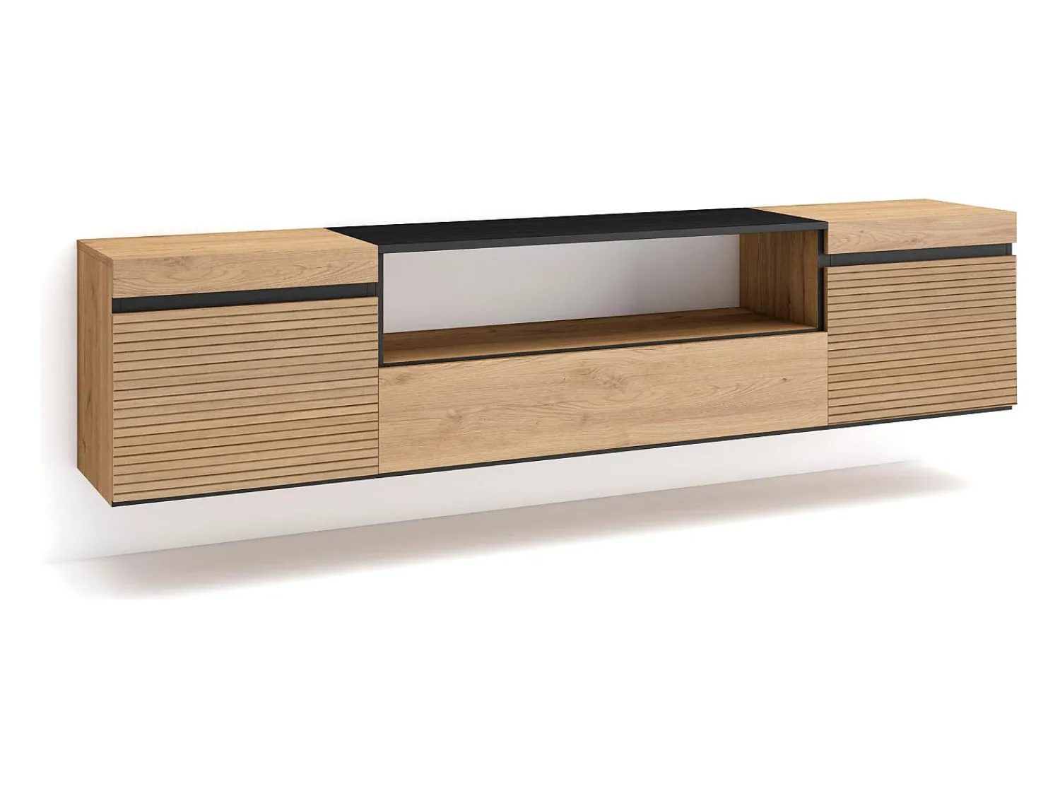Móvel De Tv*Skraut Home Móvel de TV, 200x35x45cm, Para televisores até 80", Suspensos, Carvahlo Natural claro