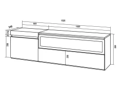 Skraut Home Móvel de TV, 150x35x45cm, Para televisores até 65", Lareira eléctrica, Cimento^ Móvel De Tv