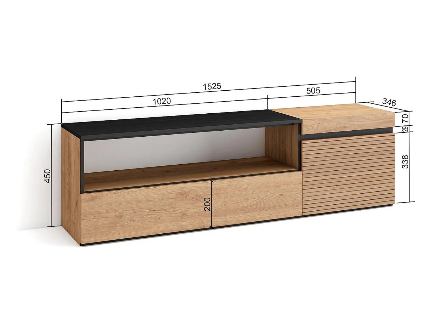 Móvel De Tv|Skraut Home Móvel de TV, 150x35x45cm, Para televisores até 65", Estante para TV, Carvahlo Natural claro