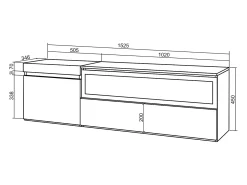 Skraut Home Móvel de TV, 150x35x45cm, Para televisores até 65